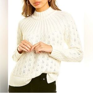 Madewell Mock Neck Pointelle Stitch Sweater